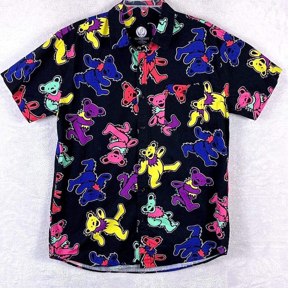 Grateful Dead Hawaiian Shirt Mens L Dancing Bears AOP Bob Weir Jerry Garcia
